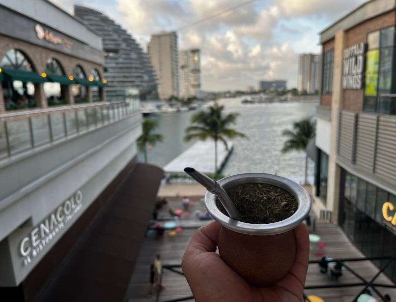 Disfrutando de un deliciosos te mate en la zona hotelera